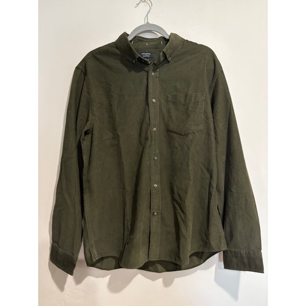 NWT Banana Republic Slim Untucked Corduroy Button-Down Shirt Olive Green Men's M